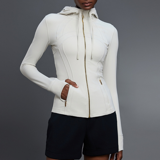Women's yoga hooded cardigan long sleeve sports jacket