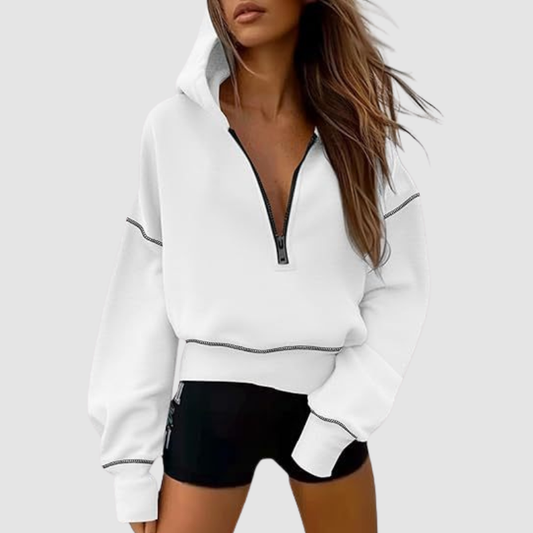 Wholesale pullover hooded half-zip sweatshirt