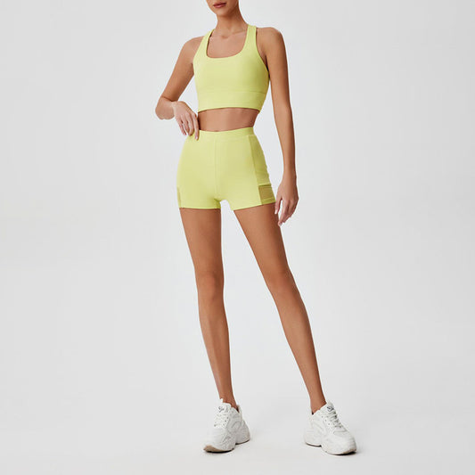 Racerback Sports Bra + Shorts de cintura alta de 2 piezas