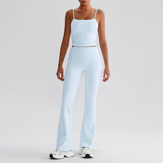 Cinghie sottili canotta top + pantaloni gambe svasati set a 2 pezzi