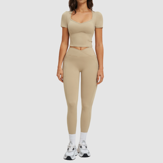 Wholesale solid color T-shirt + high-waisted leggings