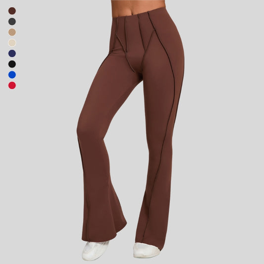 High-waisted and slightly flared casual athletic pants