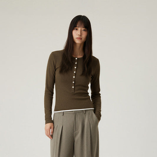 Long-sleeved T-shirt with waist slim