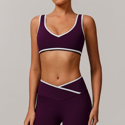 Breathable Nude Contrasting Color Sports Bra