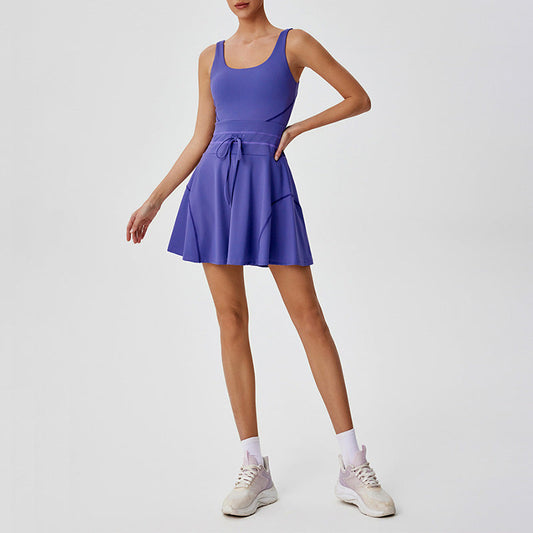 Adjustable drawstring anti light tennis dress