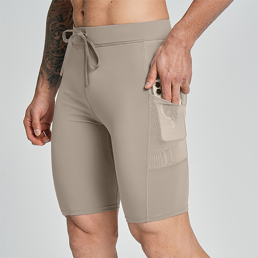 Wholesale Men's High-Waist Compression Shorts – Tummy Control Double-Layer Gym Shorts