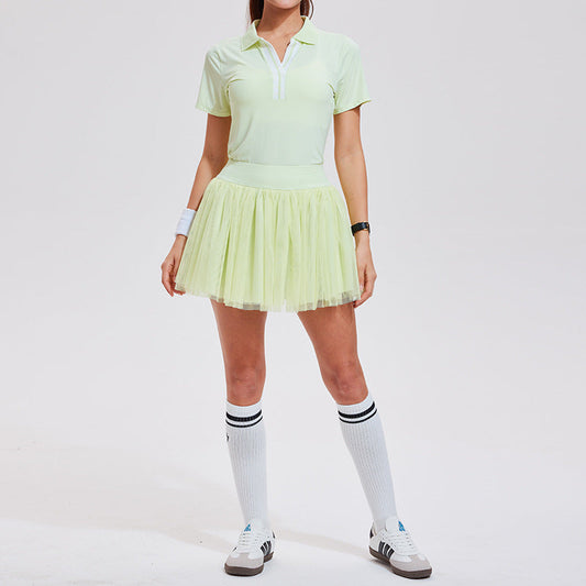 Polo-V Mesh A-Line Skort Set