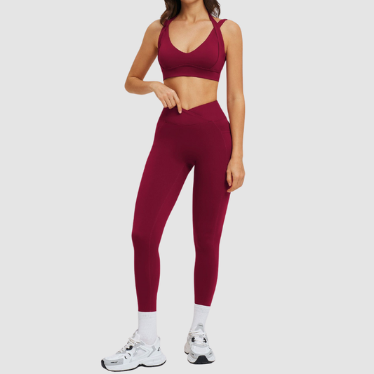 Wholesale strappy halter bra and tight yoga legging set