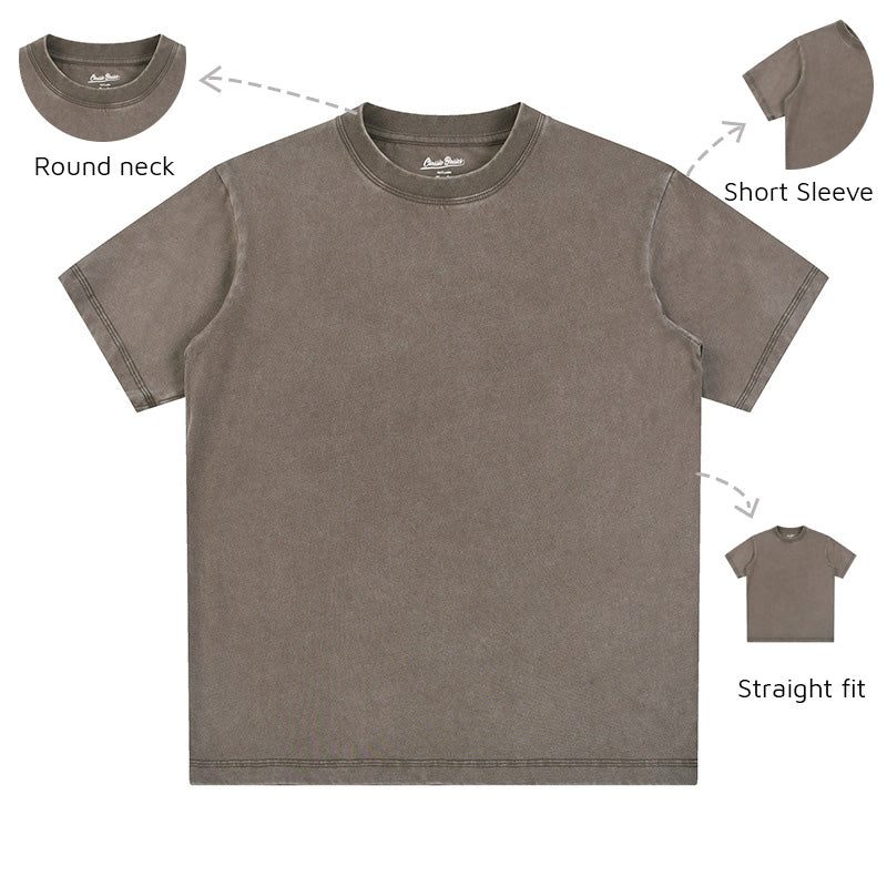 Vintage Fitness Round neck Short Sleeved T-shirts