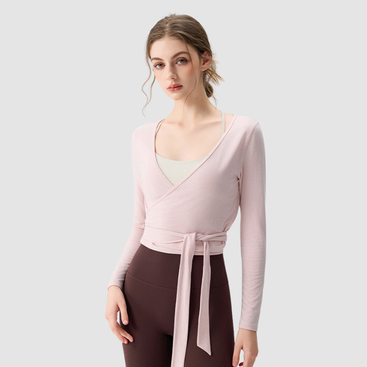 Wholesale Slim Fit Tie Front Yoga Top