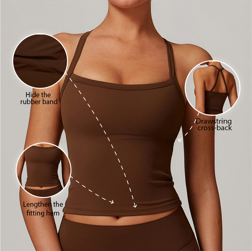 Brushed cross back and thin straps yoga tank top