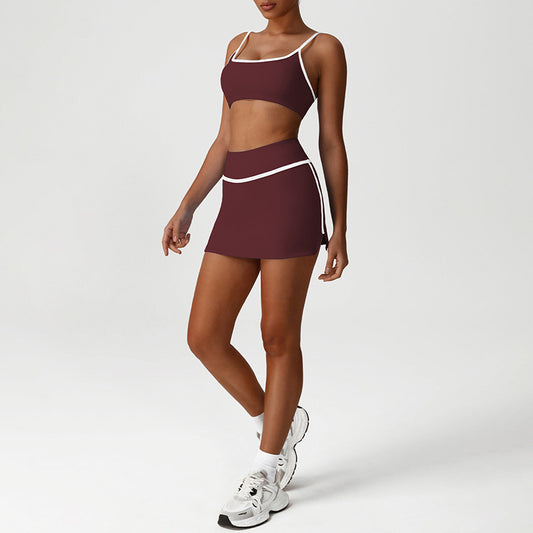 Quick-Drying Built-In Pads Bra + High-Waisted Skirt 2-Piece Set