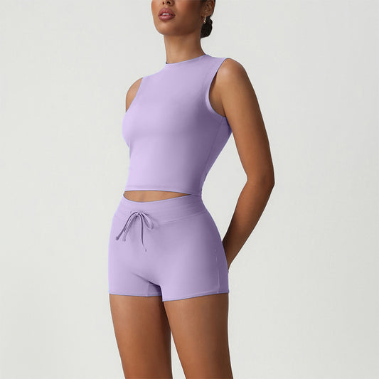 Snug-Fit Crop Top & Butt-Lifting Shorts 2-Piece Set