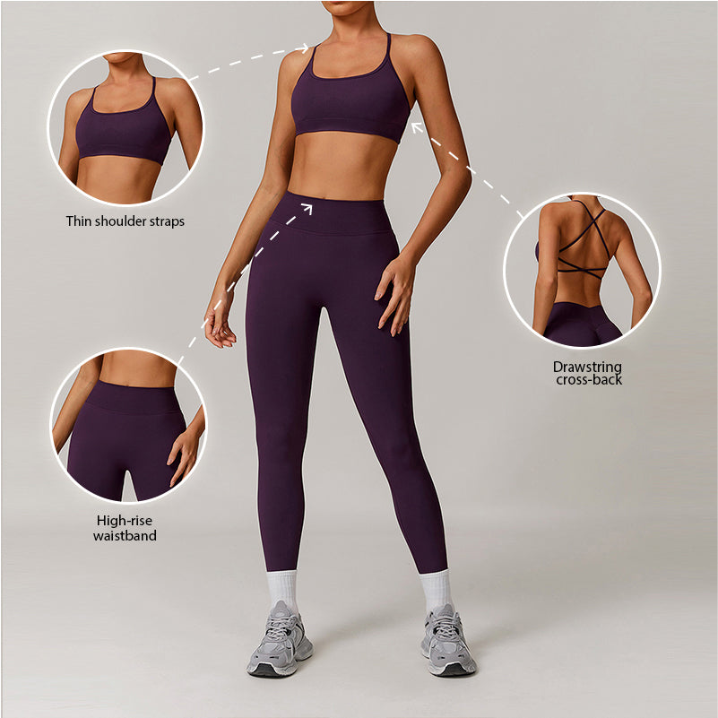 Seamless yoga bra + high waist leggings 2-piece set