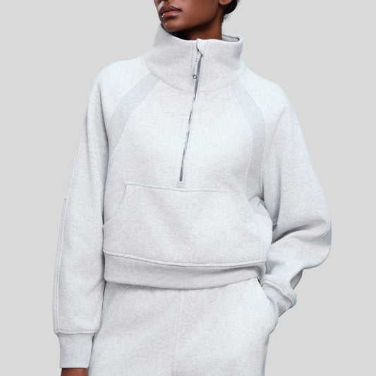 Half-Zip Stand Collar Fleece Sweatshirt