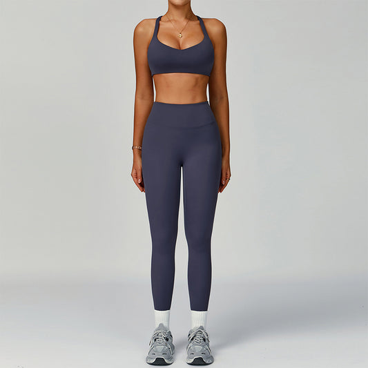 Racerback Sports Bra + High-waisted leggings 2-Piece Set