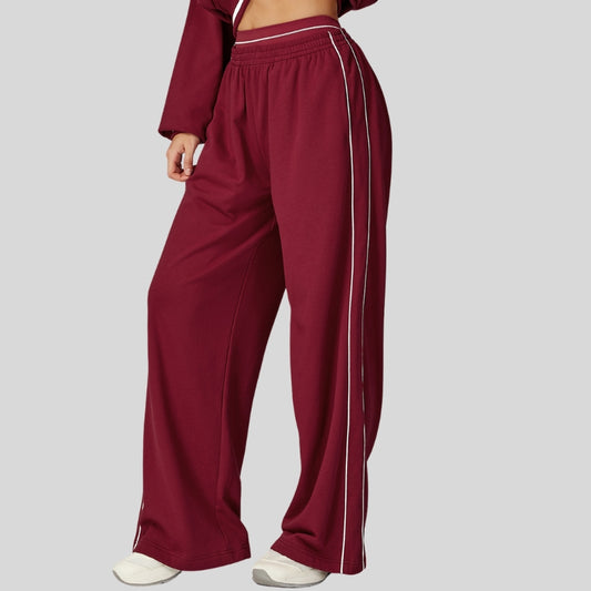 Loose-fitting striped color-blocked sweatpants