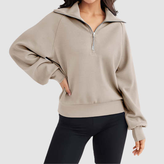 Wholesale Half-Zip Stand Collar Solid Color Sweatshirt