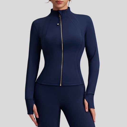 Slim-fit stand-up zip-up jacket