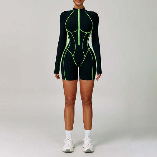 Couleur bloquée à manches longues et à sauts sans dos