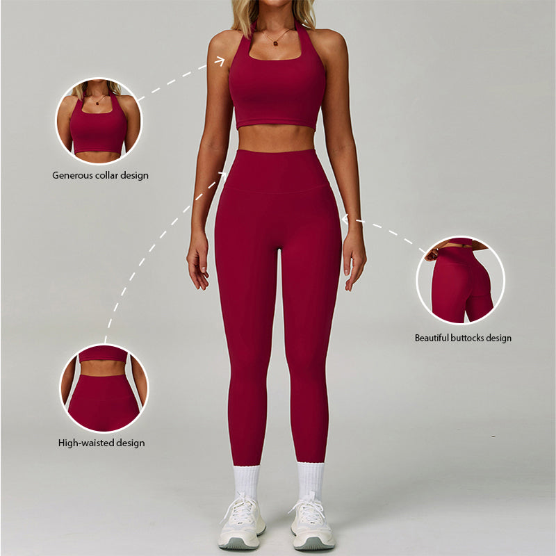 Naked slim fit running bra and fitness leggings sportswear set