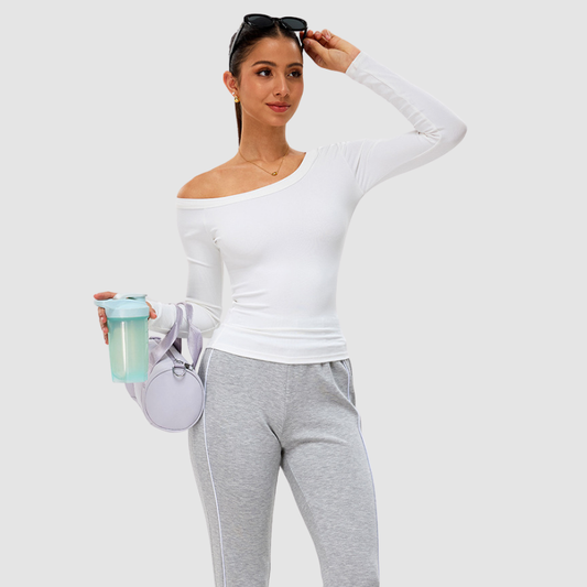 Wholesale Off-Shoulder Long-Sleeve Yoga Top