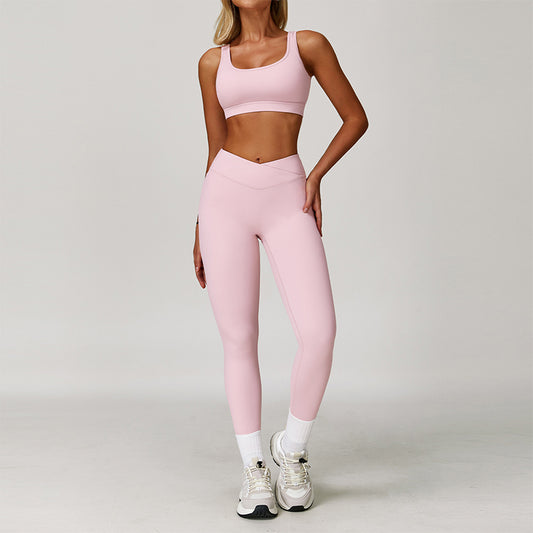 Correas anchas Sports Bra + Leggings de cintura alta de 2 piezas