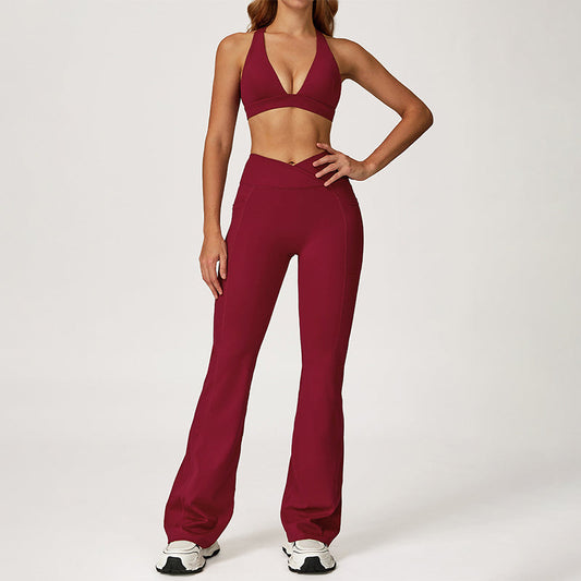 SPORTS BRA +Slim-fit athletic flare pants