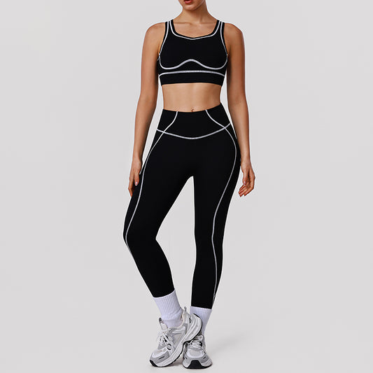 Wholesale contrasting color bra + butt-lifting leggings