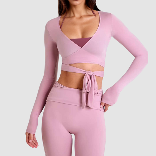 Wholesale Cross Deep V Neck Cropped Yoga Top