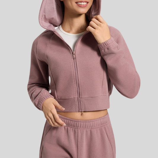 short hooded zipped jacket