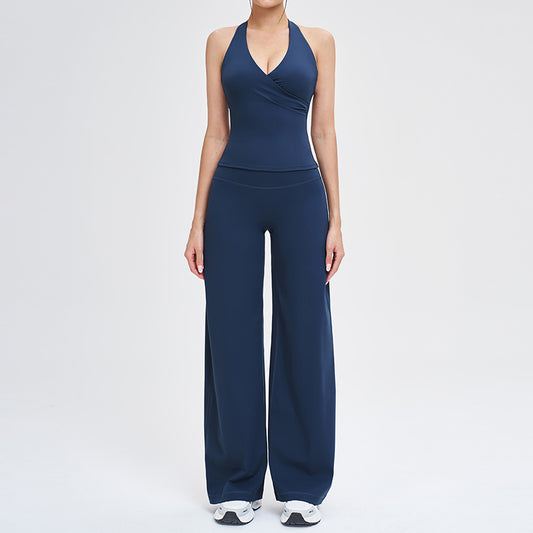 Wholesale open-back tank top + loose wide-leg pants