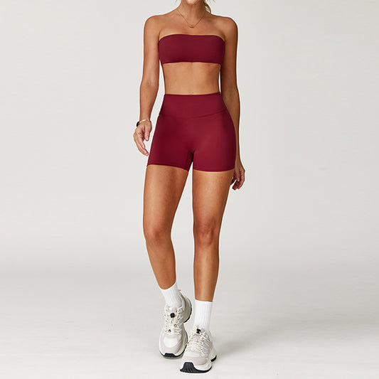 Reggiseno a tubo sportivo spazzolato Bra + Shorts a 2 pezzi Shorts High.