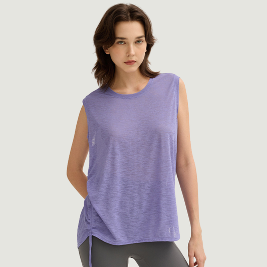 Wholesale yoga cover-up drawstring sleeveless top
