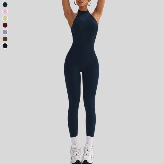 Halter neck and backless jumpsuit