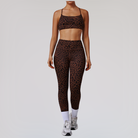 Wholesale leopard print sports bra + leggings