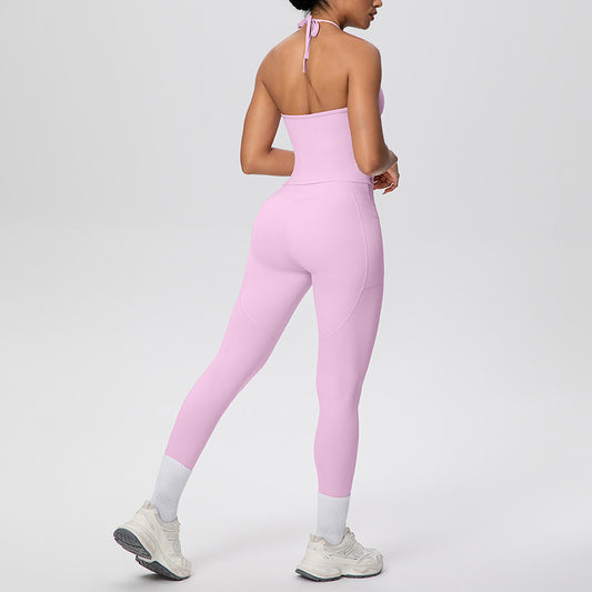 Wholesale backless tank top + pocket leggings