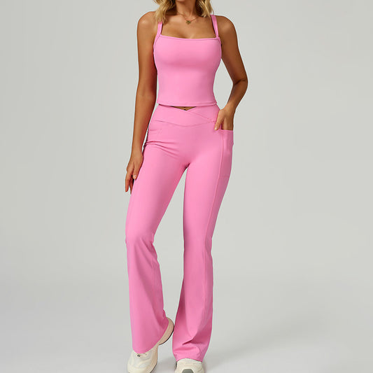 Tampa de tanques finas Tampa + calça de perna larada Conjunto de 2 peças