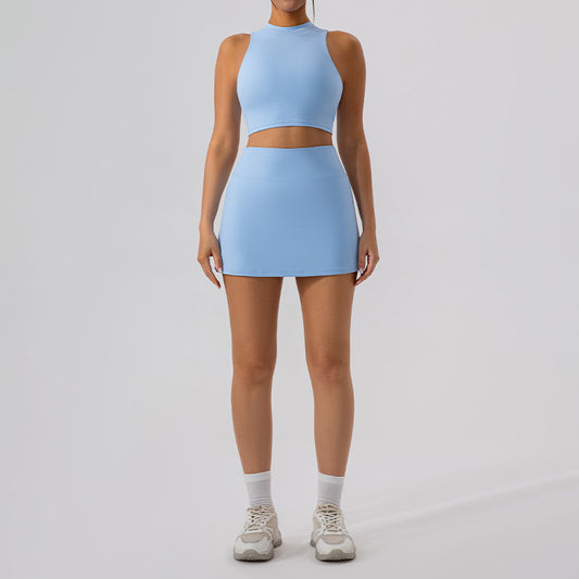 Hochhals, atmungsaktives Fitnessstudio-Top & Rock-Sets