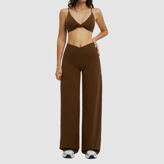 Wholesale spaghetti strap bra + straight pants 2 piece set