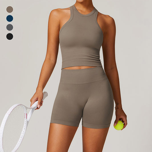 Seamless Racerback Sport Tank Top + Short Set