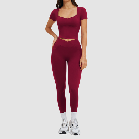 Wholesale solid color T-shirt + high-waisted | Wonderxfans bulk activewear