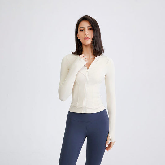 Solid Color Reißverschluss langärmelige Spurjacke