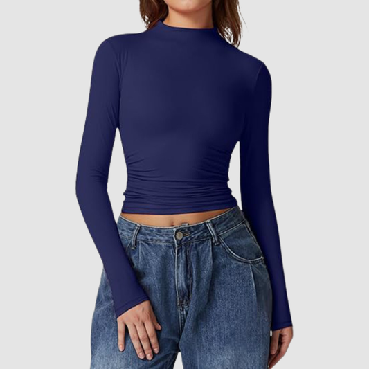 holesale stand-collar long-sleeved top