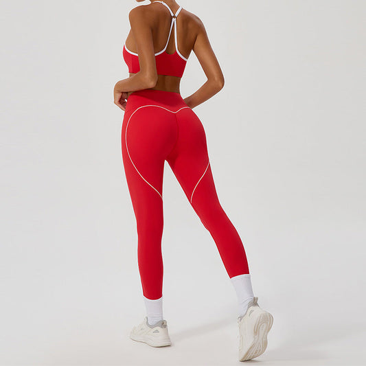 Cross Back Naked-feel Bra + High-waisted Leggings 2-Piece Set