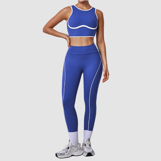 Wholesale color-blocked sports bra + leggings