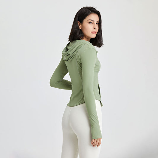 Solid Cropped Reißverschleißpocket -Kapuzensporttop