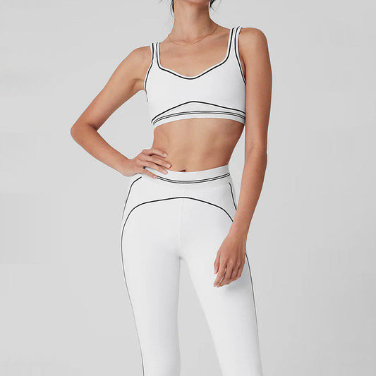 Contrasting Color Sports Bra + High Waist leggings 2-piece Set