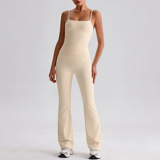 Thin straps tank top + Flared Leg pants 2-piece set