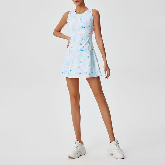 Round neck printed quick drying tennis dress